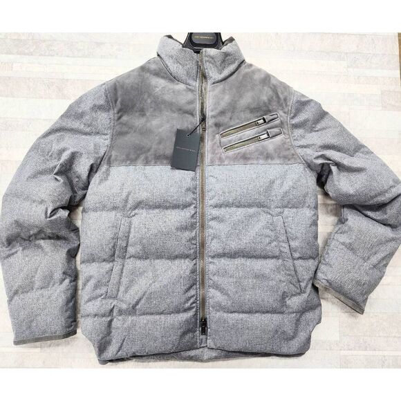 JOHN VARVATOS STEPHEN PUFFER JACKER WATER REPELLENT GREY NWT SMALL - Picture 2 of 10
